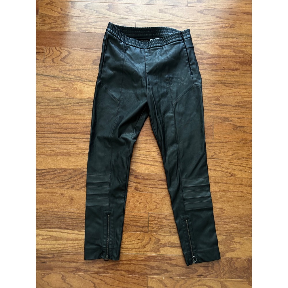 Adidas Foux Leather Black Skinny Pants Size Large